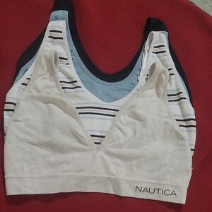 Nautica Women's Bralette Trio - Cream, Blue, Black